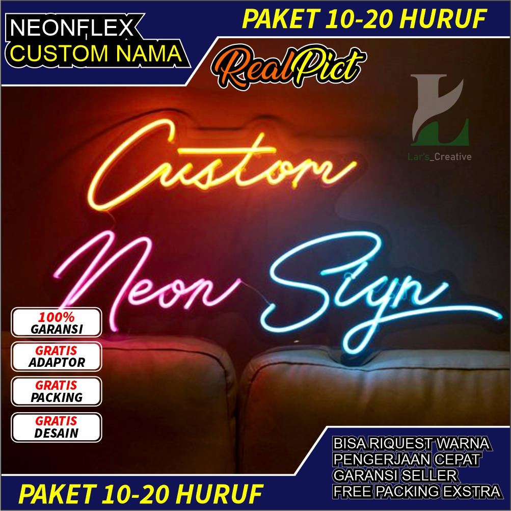 NEONFLEX COSTUM/LAMPU LED HURUF/LAMPU TULISAN NEON LAMPU NAMA AKRILIK CUSTOME