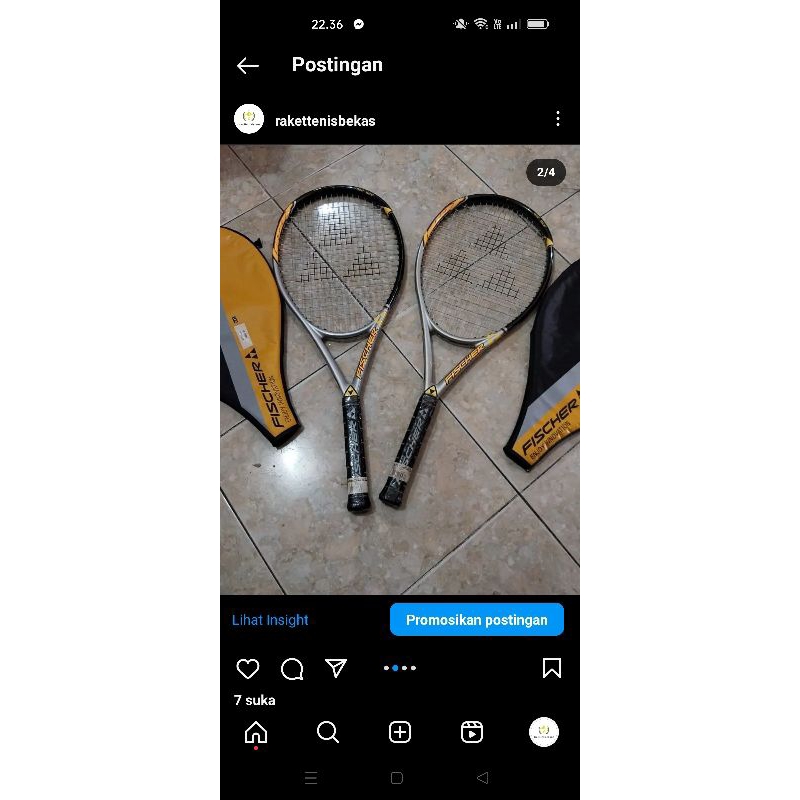 raket tenis fischer sepasang
