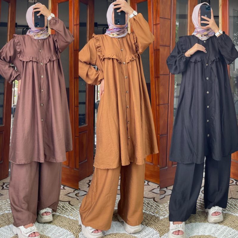 Set Tunik Polo Linen Premium