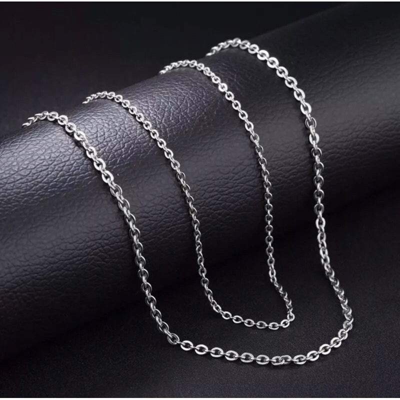 Kalung Pria Titanium Model Rantai Nori Silver Anti Karat