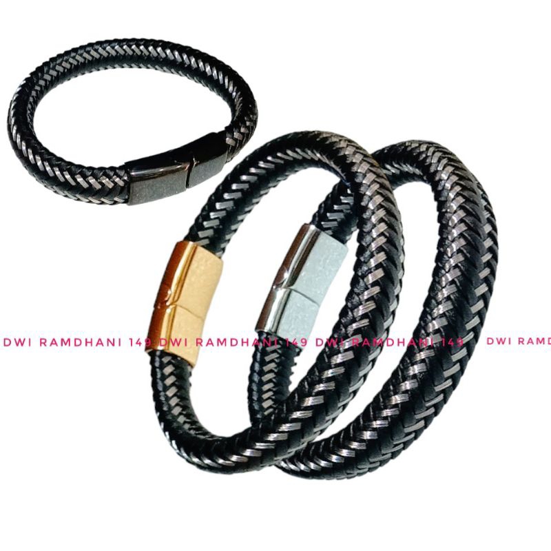 Gelang Kulit Pria Keren Original Bracelet Premium