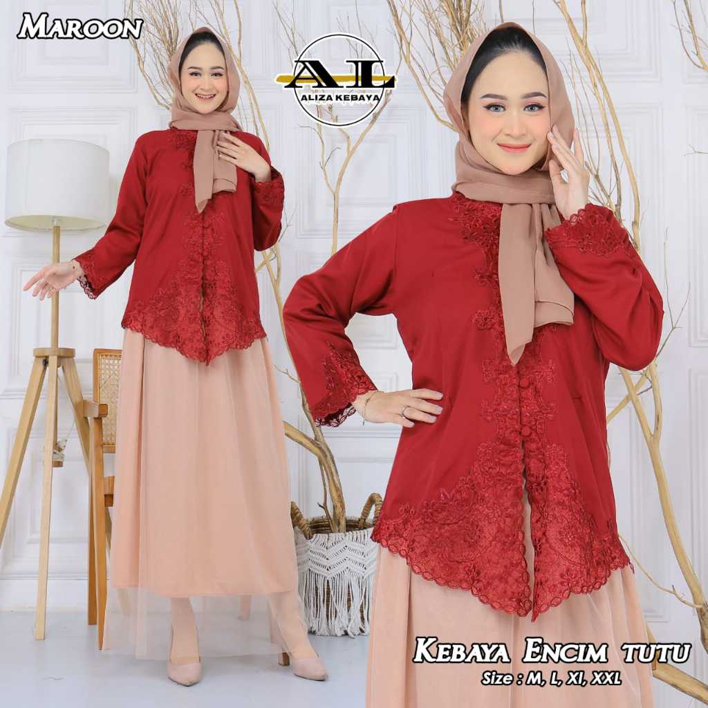 SETELAN KEBAYA ENCIM TUTU KEBAYA ONDEL BETAWI ENCIM KARTINI LENGAN PANJANG POLOS