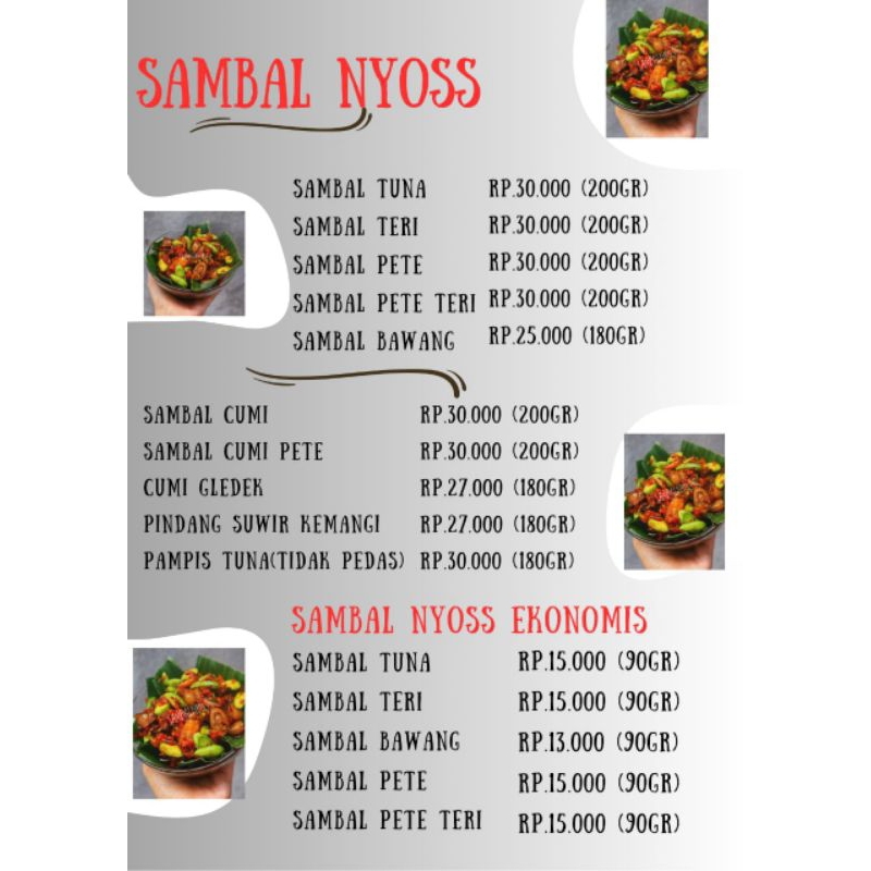 

PAKET HEMAT SAMBAL NYOSS 110.000 (4 sambal mix)