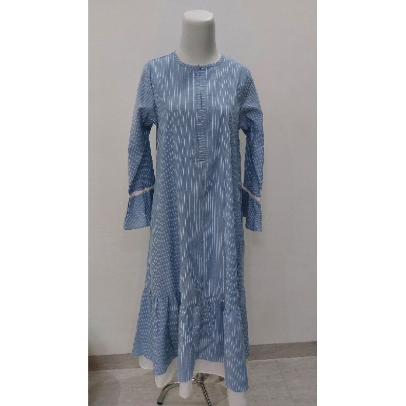 preloved gamis salur biru muda