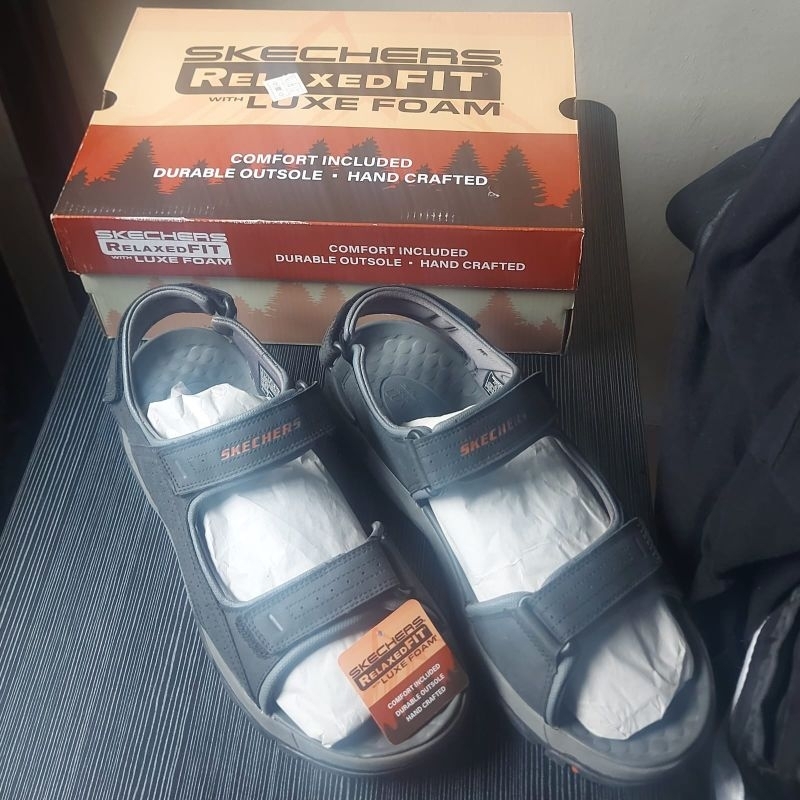 sandal pria size 46 Skechers relaxedFIT ori store insole 30cm model Sendal gunung