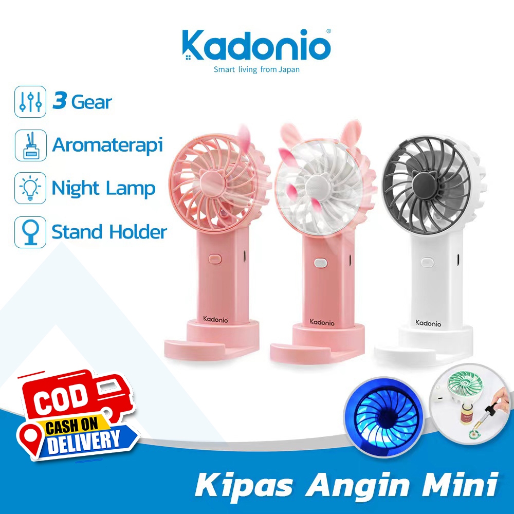 KADONIO Kipas Angin Mini Portable USB Cas Karakter Dapat Digunakan Sebagai Dudukan Ponsel KL-FN20