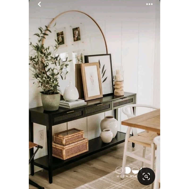 Meja konsol rak minimalis 3 laci Rotan - 2 laci rotan