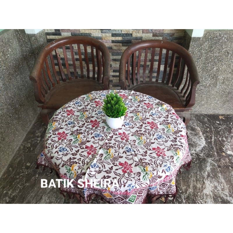 Taplak Meja Tamu Bulat Batik Cap