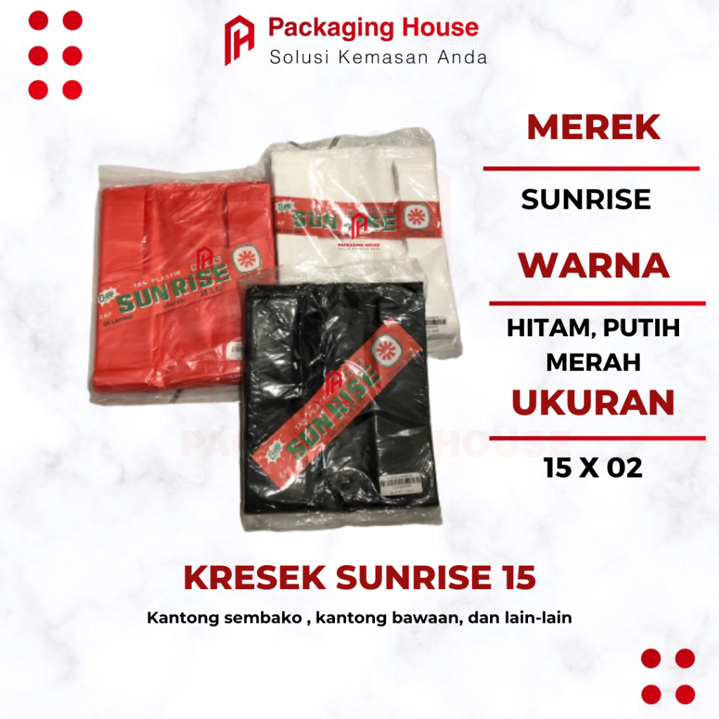 Kantong Plastik | Kantong Kresek Plastik Sunrise ukuran 15 | kantong Kresek Sembako | Kresek 15