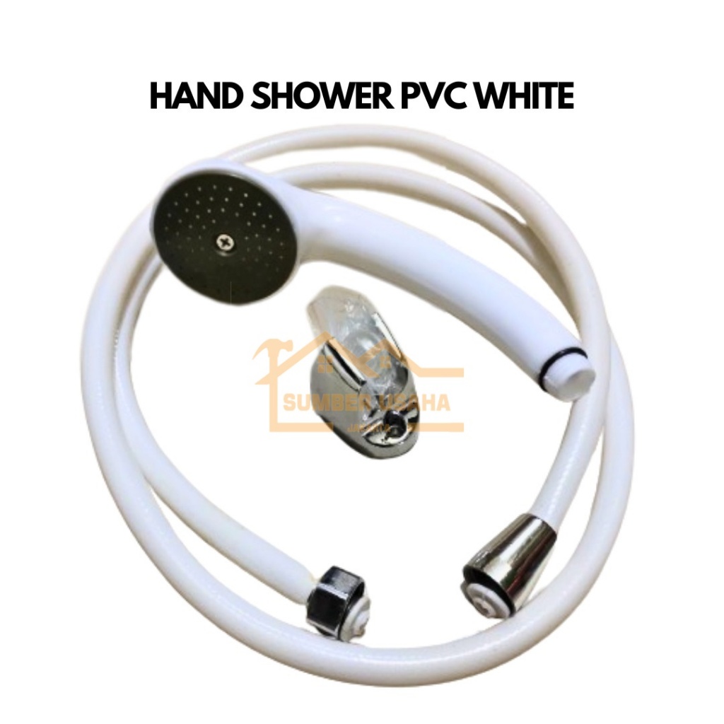 PROMO Hand Shower Mandi Sower WC Plastik Pvc + Selang Model TOTO PUTIH MURAH BAGUS SUJ