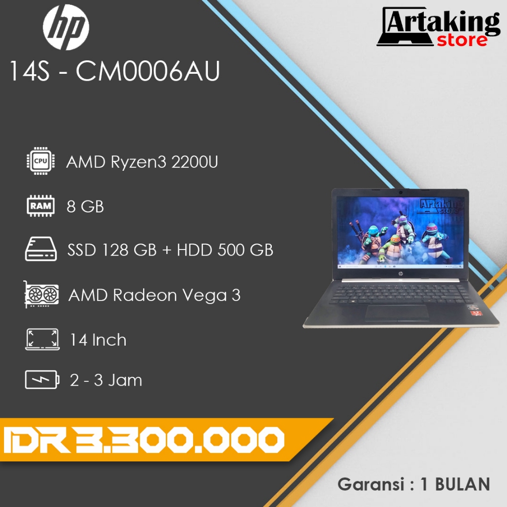 HP 14S-CM0006AU - AMD Ryzen3 - Desain