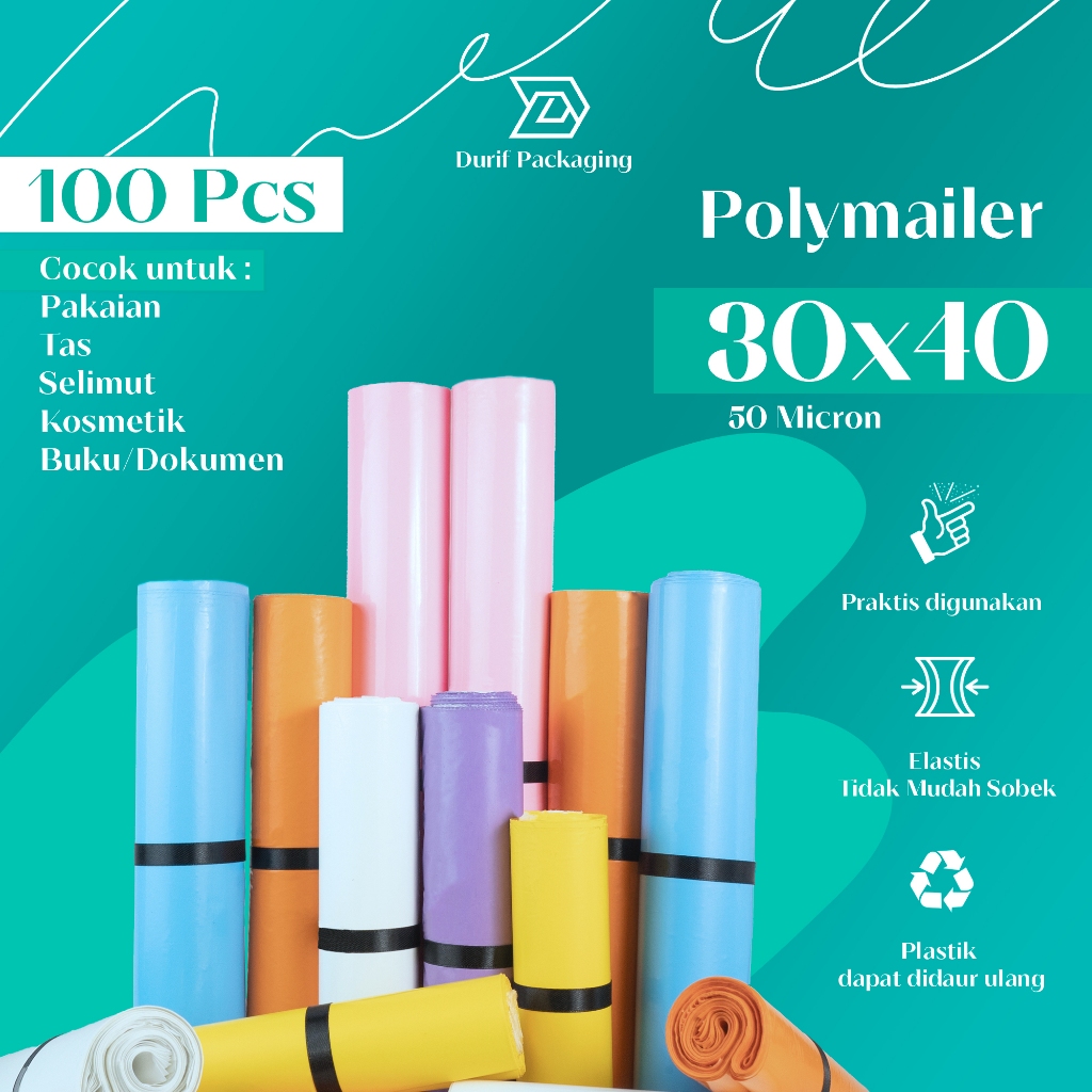 

Polymailer 30x40 Premium Glossy PE Lem Tebal 50 Micron