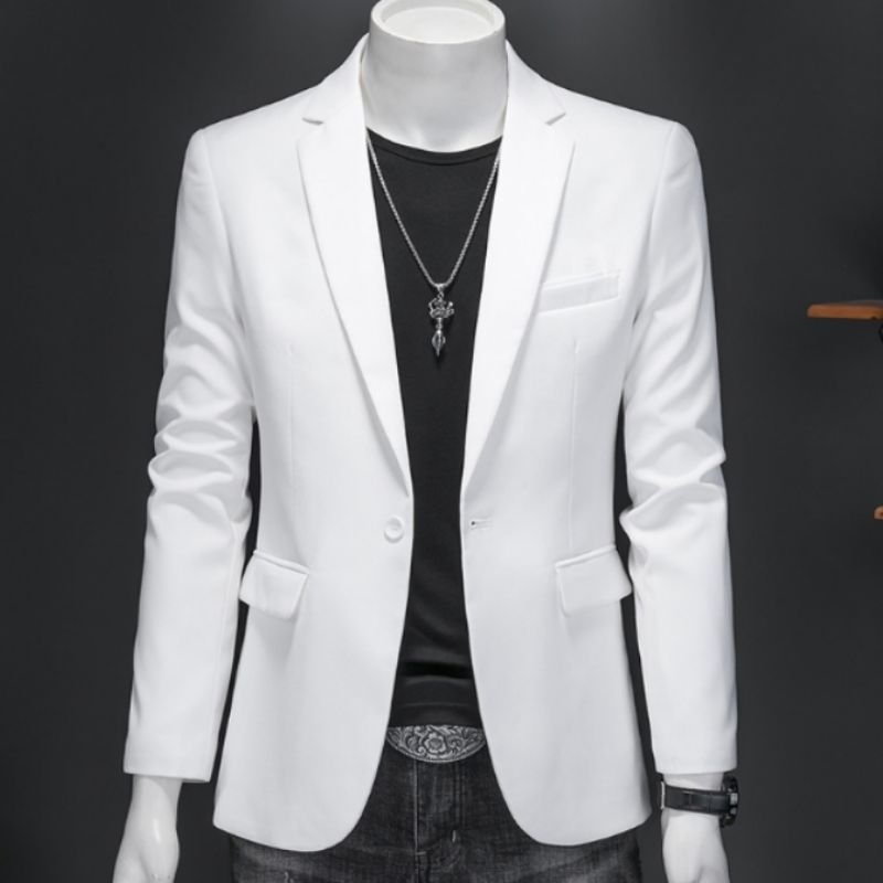 JAS PRIA PUTIH / BLAZER PRIA PUTIH POLOS/ JAS PENGANTIN PUTIH POLOS / JAS WISUDA / BLAZER KEREN PUTI