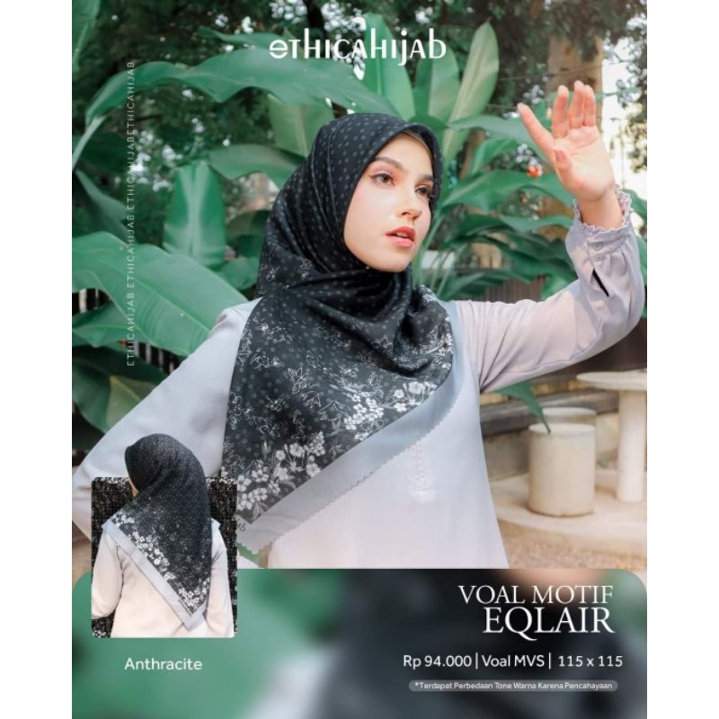 ETHICA HIJAB VOAL MOTIF EQLAIR SEGIEMPAT TERLARIS ORIGINAL