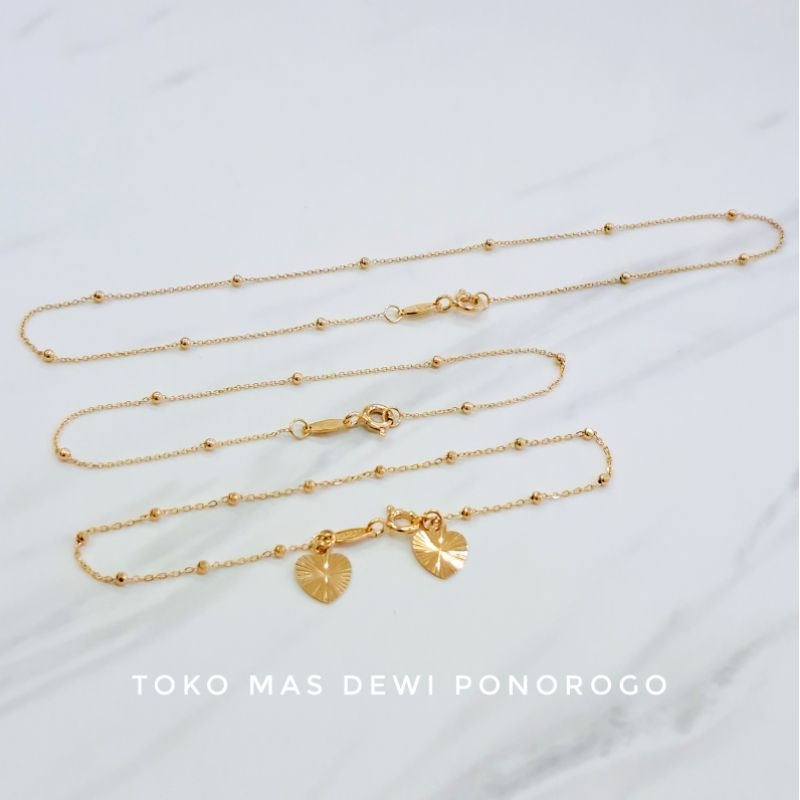 SET GELANG TANGAN & GELANG KAKI JEDAR Emas Asli Kadar 8K/375% Yellow Gold