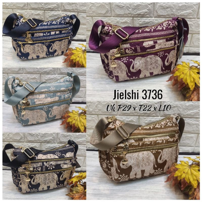 Tas Jielshi Selempang Wanita Import Motif Gajah Sling Bag Bahan Parasut Terbaru High Quality 3736