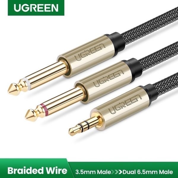 Ugreen Kabel Audio Aux 3.5" HP Laptop Ke 6.5 TS 6.35 To Mixer Speaker