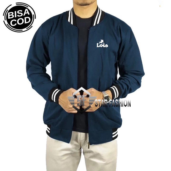 PROMO... Jaket Baseball Varsity Lois Text Putih Premium Quality Pria & Wanita