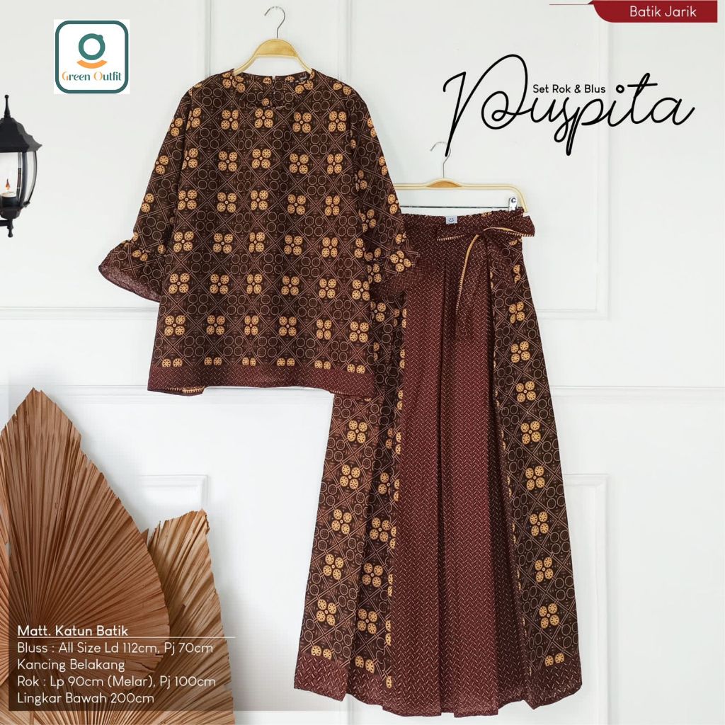 puspita set rok blouse katun batik  ld 112 stelan setelan oneset pakaian baju bluss blus bluse jumbo