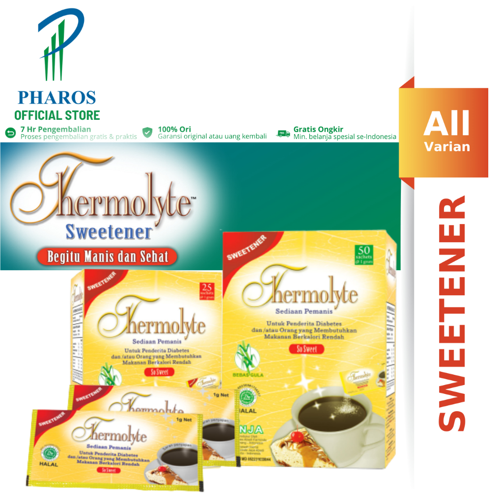 Thermolyte Sweetener - Box isi 25 sachet &amp; 50 Sachet @ 1 Gram - Pemanis Pengganti Gula