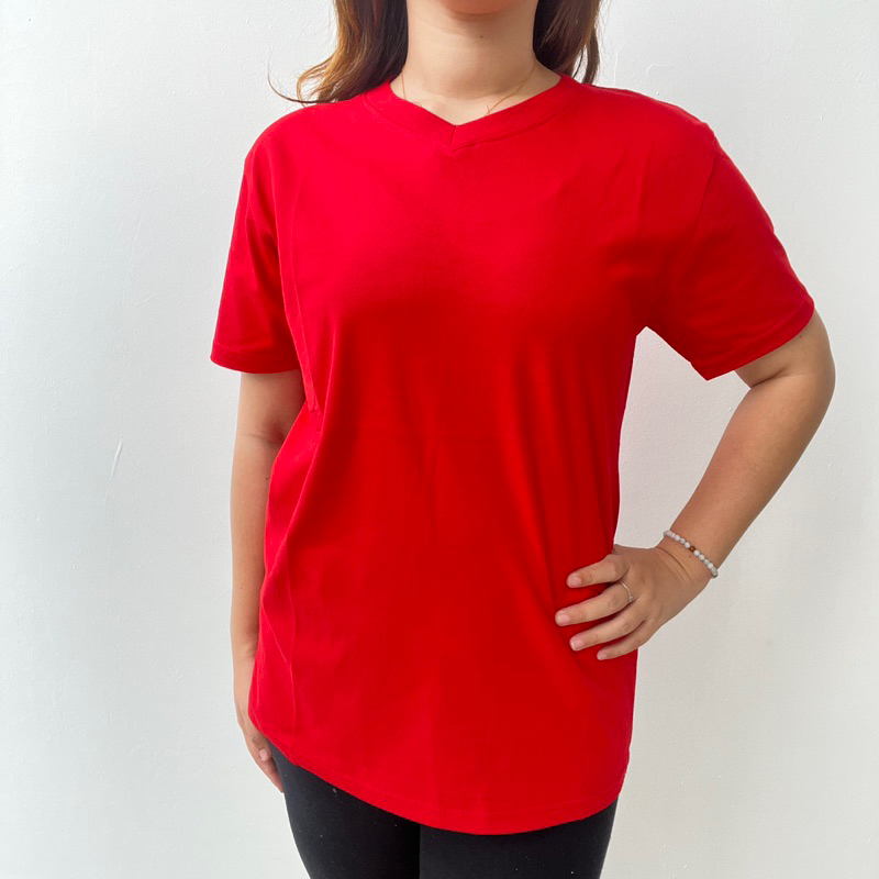 Kaos Polos Wanita katun combed 24S soft V neck Lokal