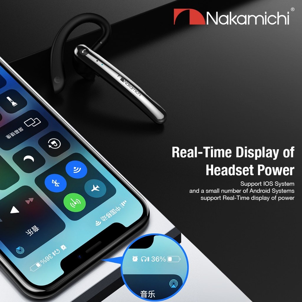 Nakamichi N2 Headset Mono Wireless Mobile Earphone Bluetooth Mic HD