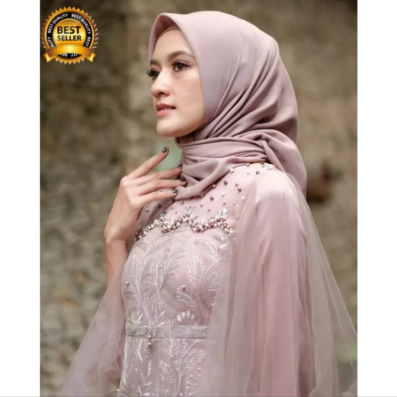 Luna Dress Brokat Kombinasi / Fashion Muslim / Gamis Lebaran Terlaris /  Dress Tunangan Bridesmaids