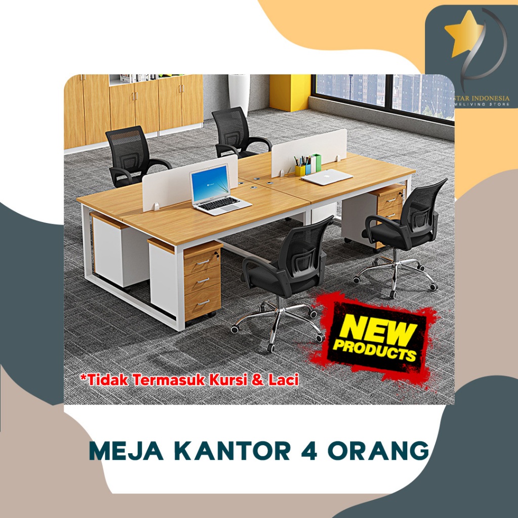 Aistar Indonesia - Meja Kerja 4 Orang Meja Belajar Meja Komputer Meja Kantor Aesthetic Meja Meeting 