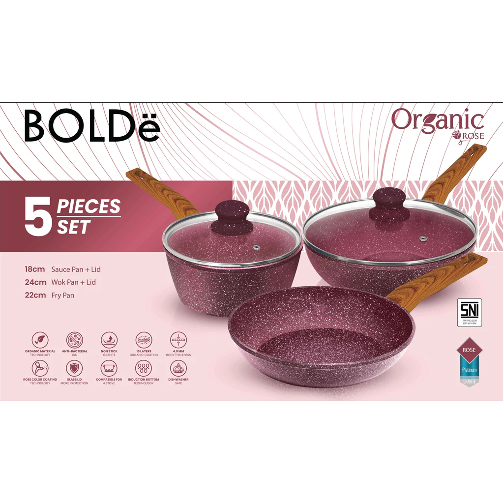 PANCI WAJAN SET BOLDE ORGANIC ROSE PAN COOKWARE SET ORIGINAL BOLDE