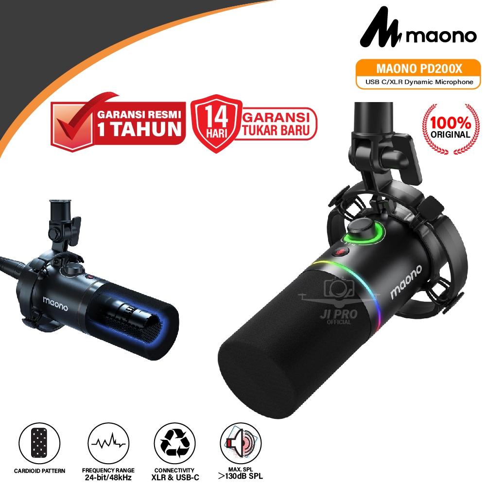 Maono PD200X USB/XLR Podcast RGB Dynamic Microphone PD 200X - PD200 X