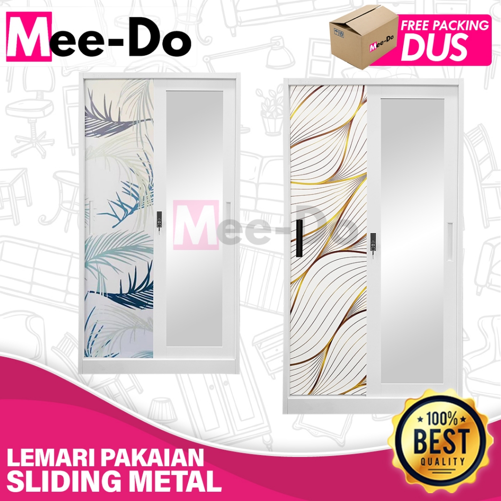 Lemari Baju Pakaian Besi Sliding 2 Pintu Minimalis Uk. 90 Wardrobe Metal