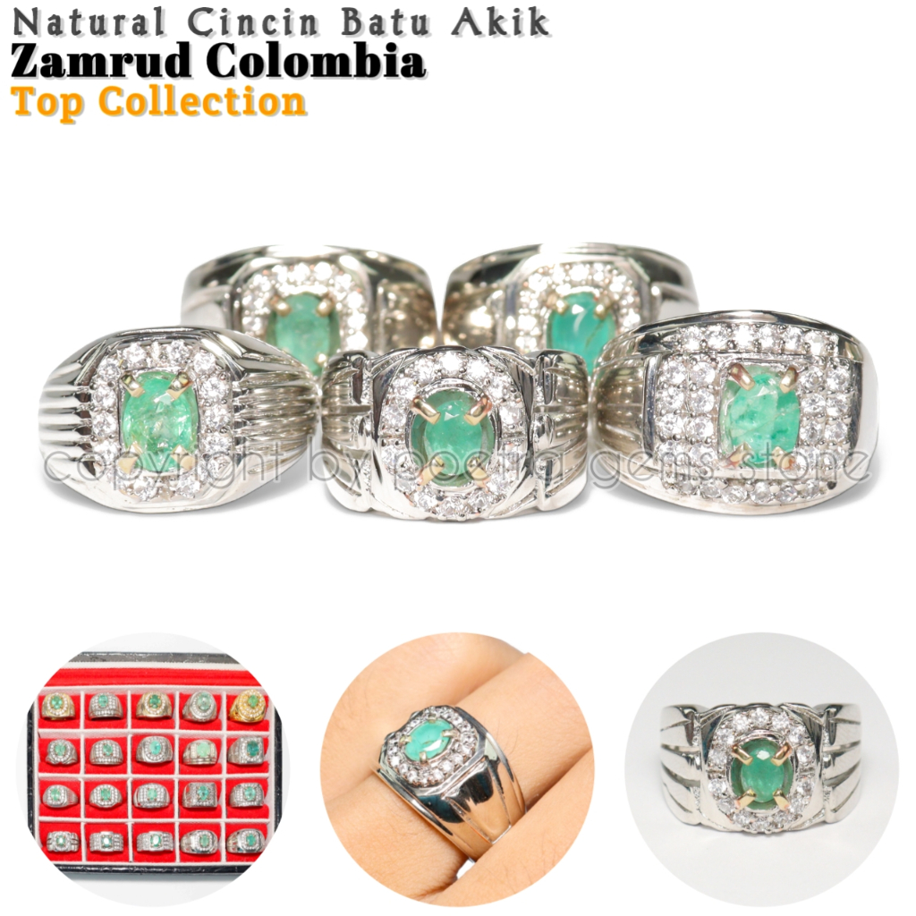 Natural Cincin Batu Permata Zamrud Colombia CE Minor