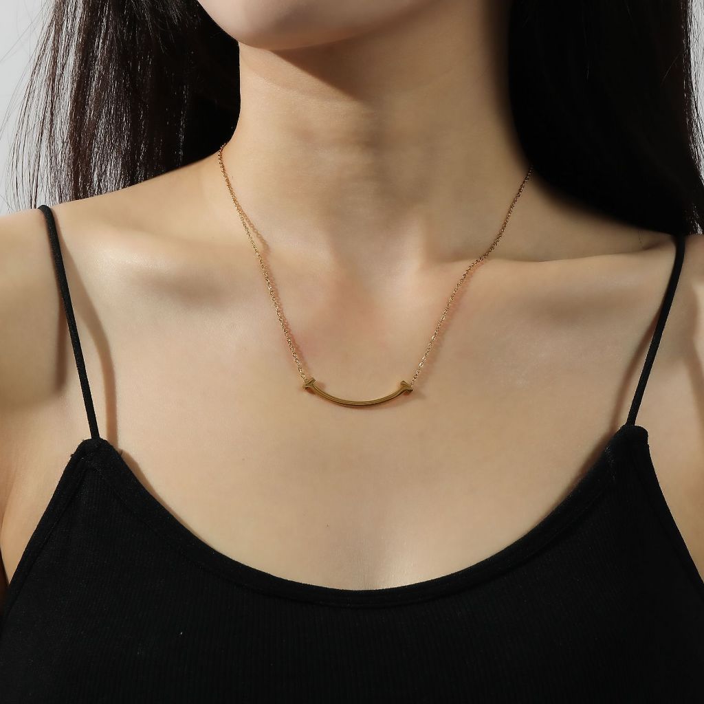 KALUNG TITANIUM SMILE SIMPLE MANIS ANTI LUNTUR & ANTI KARAT (COD)