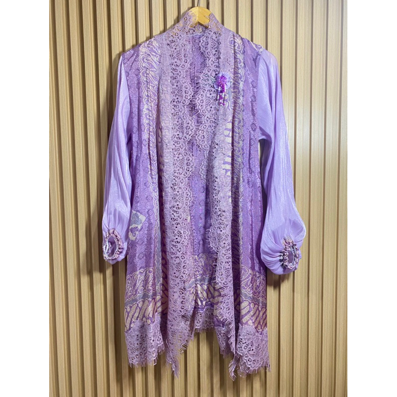 outer viscose warna ungu modern mix renda kebaya setelan rok atau kain lilit