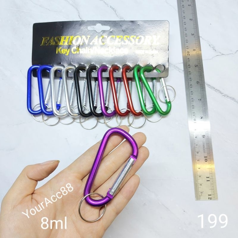 CARABINER KARABINER 8ML POLOS (12PCS)  GANTUNGAN KUNCI ALUMUMIUM  YOUR_ACC_88 GROSIR_AKSESORIS GROSI