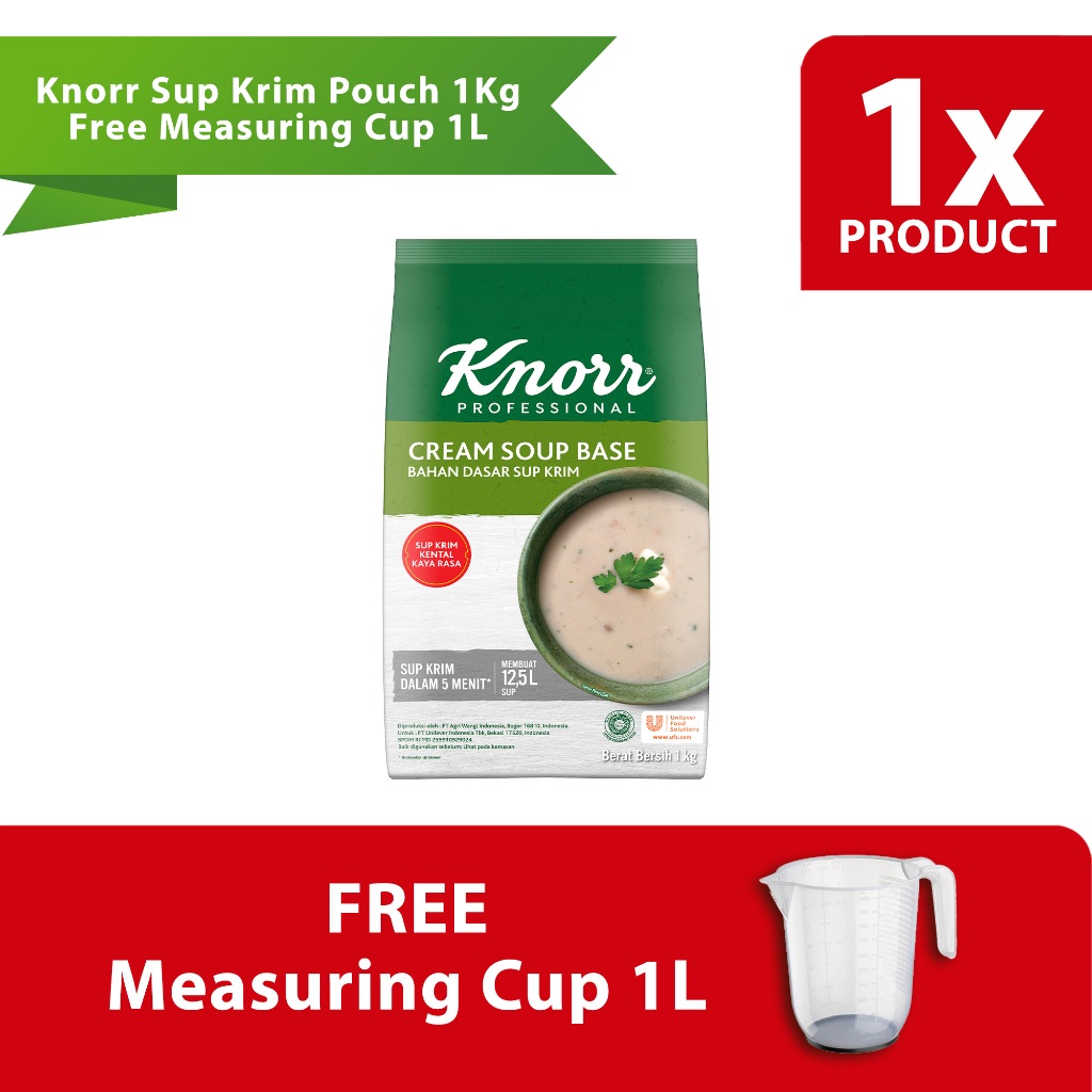 

Knorr Bahan Dasar Sup Krim Pouch 1Kg Free Measuring Cup 1L