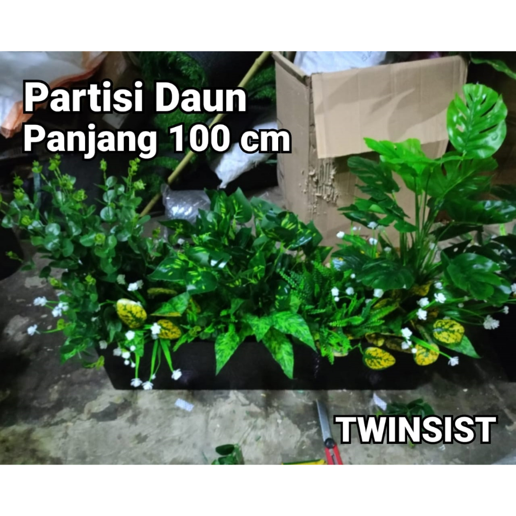 Partisi Daun Hias Plastik Artificial Panjang 100 cm / Pohon Partisi Hias Plastik / Pohon Plastik Bes