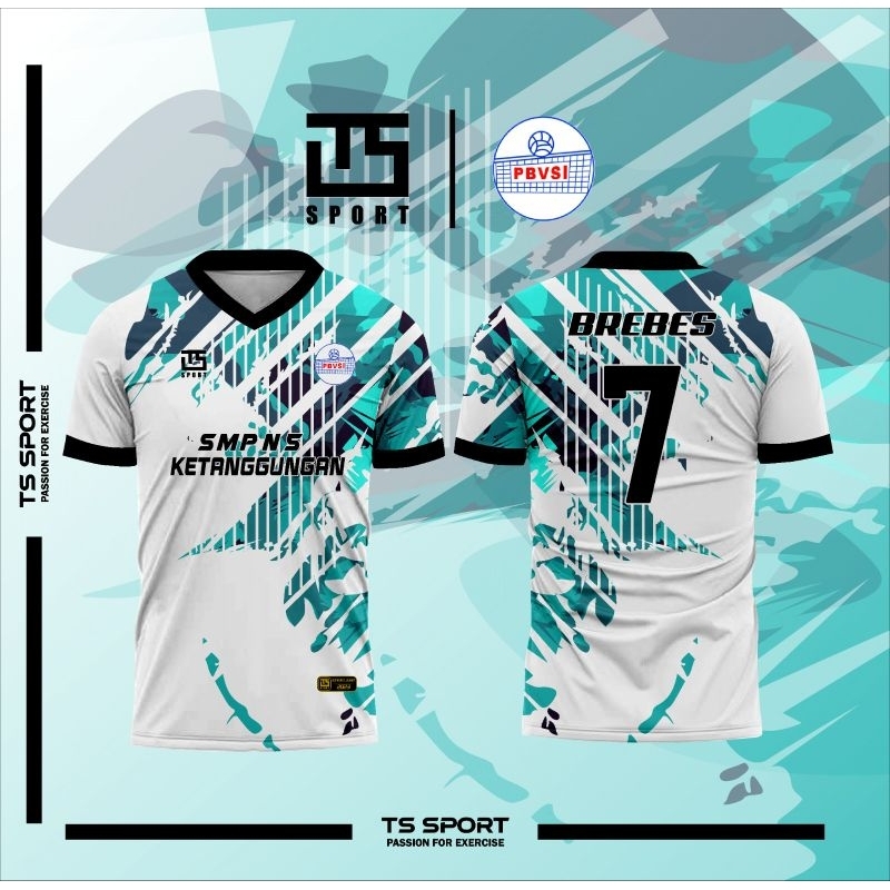 Kaos Jersey Volly Full Printing Gratis Tambah Nama Nomer Logo Sponsor