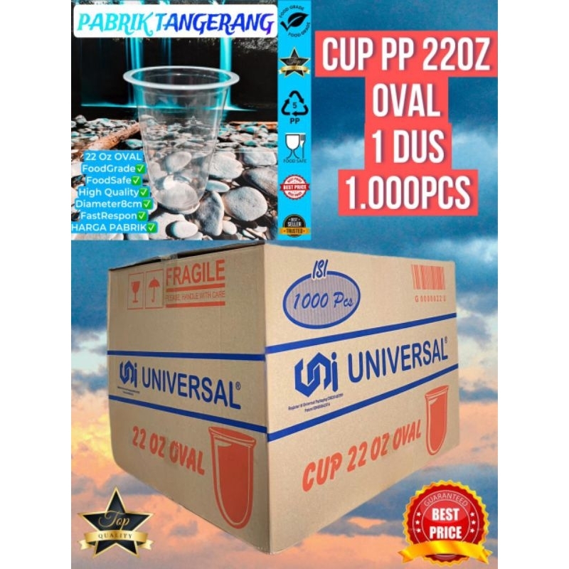 

2Xbtygneal Sakha Snack ) Isi 1000 Pcs Cup Oval 22 Oz Gelas Pp 22 Oz Gelas Plastik Oval 22 Oz Cup Pp