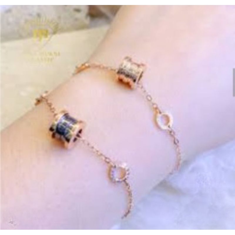 GELANG BVLGARY TITANIUM LAPIS EMAS 18K