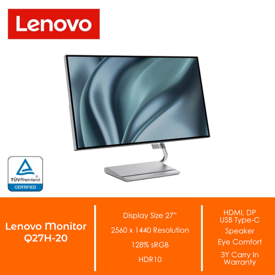 Monitor LED LENOVO Q27H-20 IPS 27inch HDR10 4ms QHD 27" 128%SRGB USB-C
