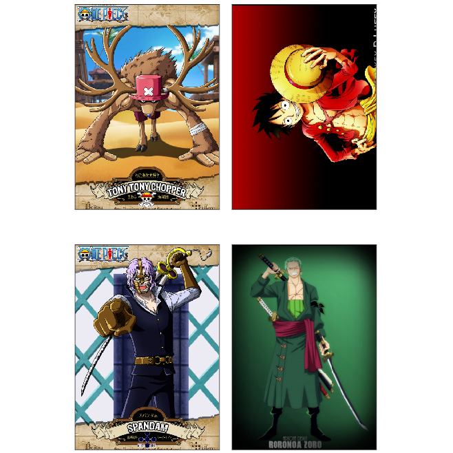 poster one piece ukuran A5 4 pcs