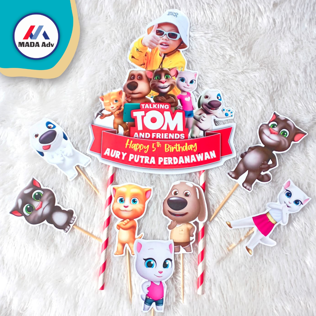 Topper Cake Kue Talking Tom/ Topper Cake Kue Murah/ Topper Cake Kue Nama & Foto / Topper Cake Kue Ka