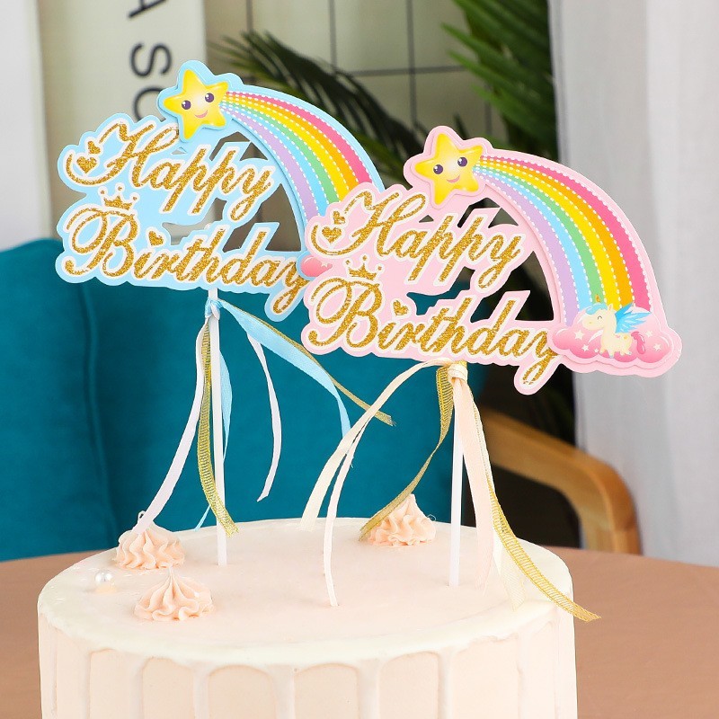 topper cake rainbow/hiasan kue pelangi lucu/cake topper unicorn/topper/Toper pelangi warna warni