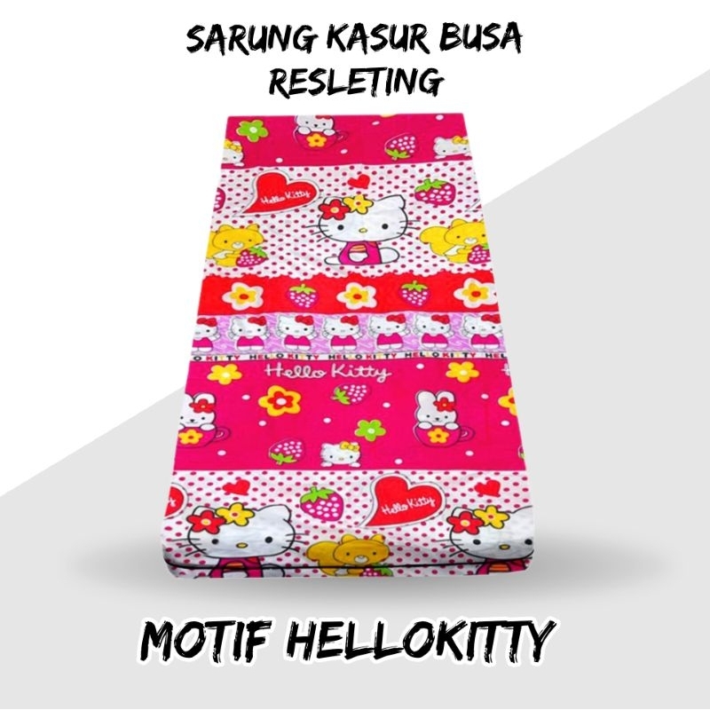Sarung Kasur Busa Big Foam No.1/2/3/4 Resleting Motif HELLOKITTY Bahan Katun