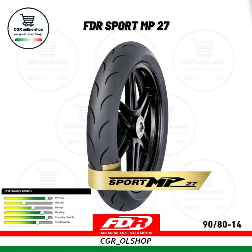 Ban Luar FDR Sport MP27 Tubeless Matic 90/80-14 Soft Compound Ban Balap Matic MP27