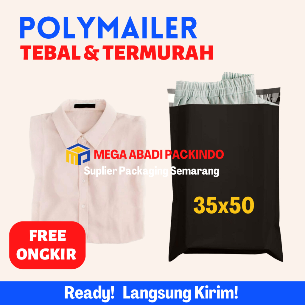 

POLYMAILER PLASTIK PACKING BAJU SKINCARE GROSIR MURAH 35X50