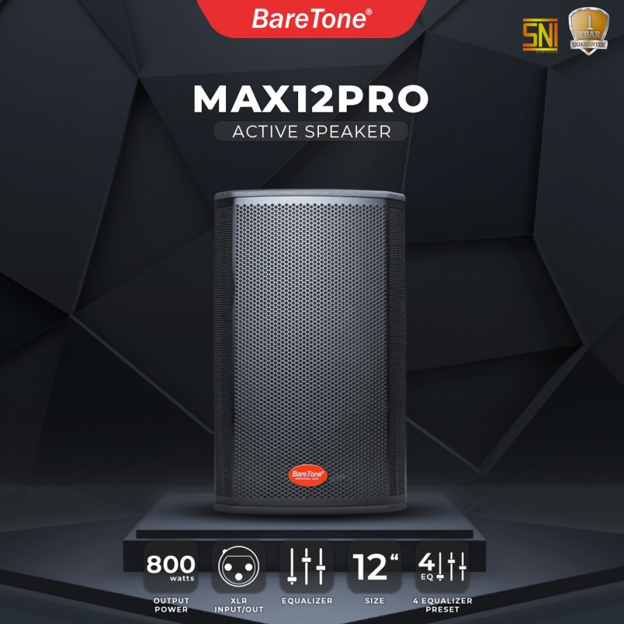 BareTone Speaker Kayu MAX12PRO Aktif 12Inch ORIGINAL BARETONE