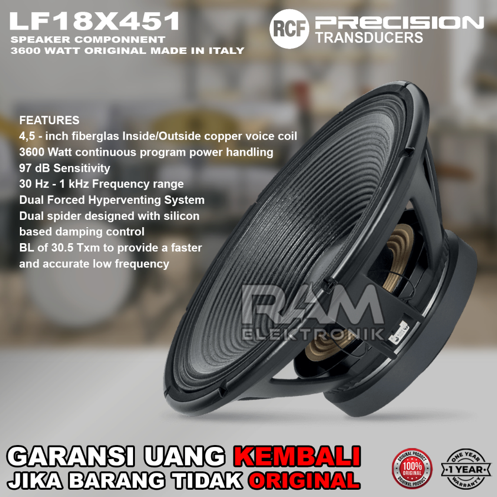 Speaker RCF LF18X451 Komponen 18 Inch Original Made In Italy