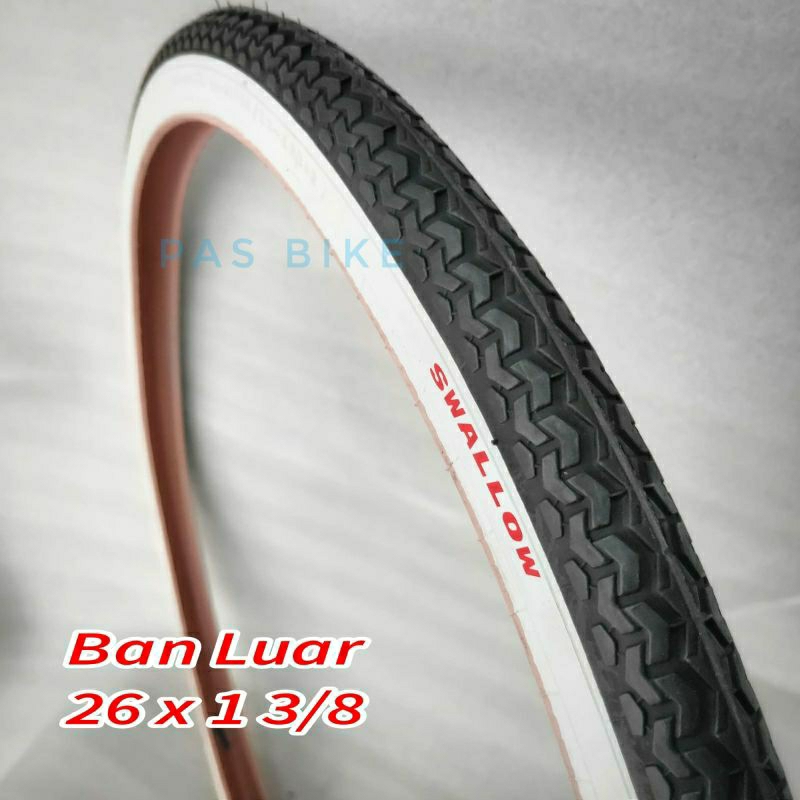 Ban Luar Tan Wall 26 x 1 3/8 Swallow White Wall Sepeda Jengki CTB